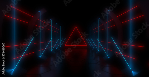 Fototapeta Naklejka Na Ścianę i Meble -  3D abstract background with neon lights. 3d illustration