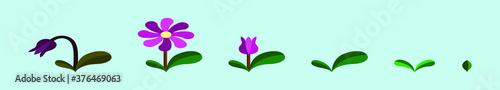 set of grow up flower cartoon icon design template with various models. vector illustration