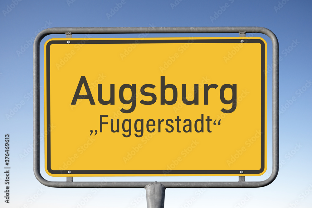 Ortswerbetafel Augsburg, „Fuggerstadt“, (Symbolbild) Ortswerbetafel Augsburg, „Fuggerstadt“, (Symbolbild)