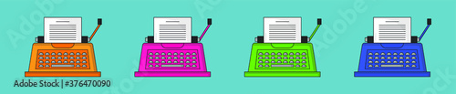 set of typewriter cartoon icon design template with various models. vector illustration