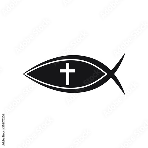 Jesus Fish icon, Christian Ichthys Fish symbol 