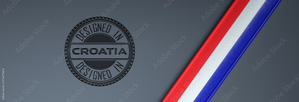 Designed in Croatia stamp & Croatian flag.