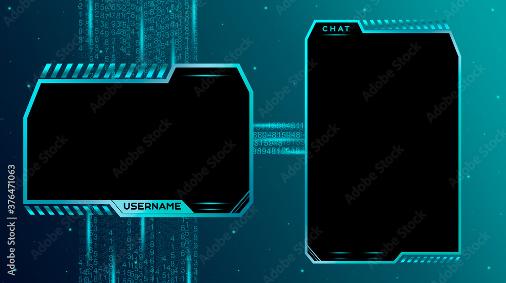 Twitch Face Cam, Web Camera with chat for streaming broadcast. Tech design.  Gaming face cam with chat window. Streaming offline screen. Screen  background twitch ilustración de Stock | Adobe Stock