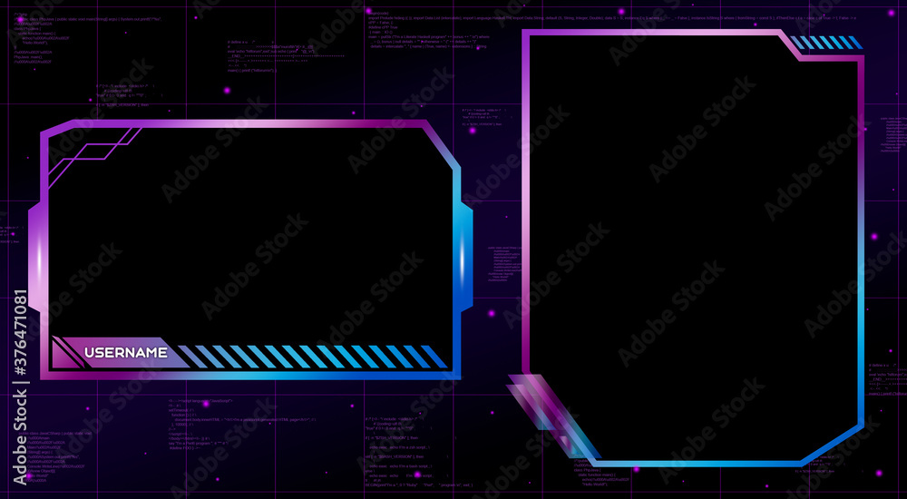 Twitch Overlay Face Cam Web Camera with chat for streaming