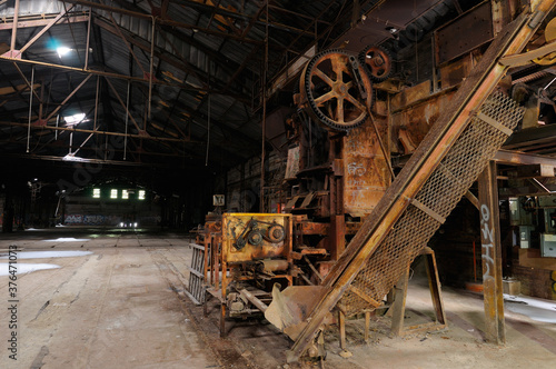 Brickmaking machine at the abandoned Don Valley Brickworks plant Toronto