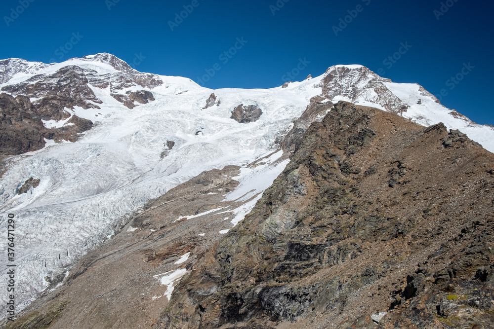 Panoramic view of the Lys glacier, on the Italian side of Monte Rosa, from Alta Luce