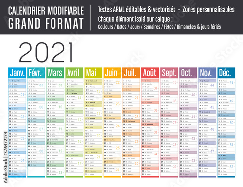 Calendrier 2021 modifiable - Grand format