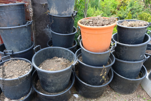 Plant pots in the country