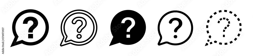 Set of diferent speech bubbles question icons Set of diferent speech bubbles question icons