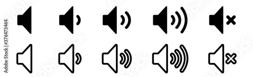 Set of volume icon in line style