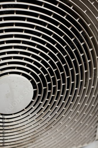 Close-up of the white fan of an air conditioning system