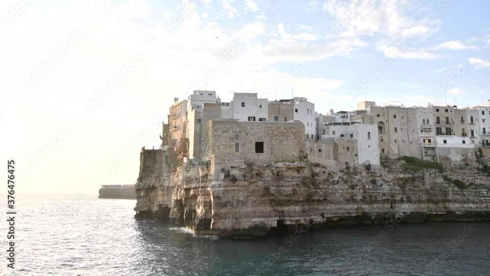 Video of the sunrise of Polignano a mare, Puglia, Italy. Cliff overlooking the sea Video of the sunrise of Polignano a mare, Puglia, Italy. Cliff overlooking the sea