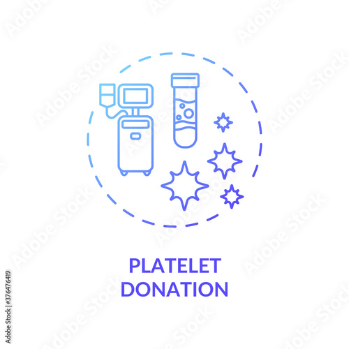 Platelet donation concept icon. Medical charity, voluntary blood transfusion idea thin line illustration. Treatment with thrombocytes. Vector isolated outline RGB color drawing