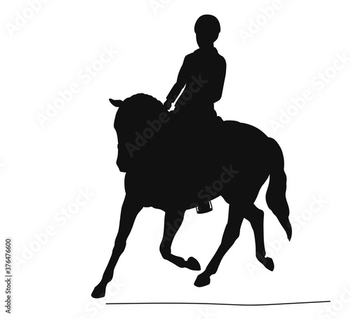 Equestrian vector, young rider and small horse