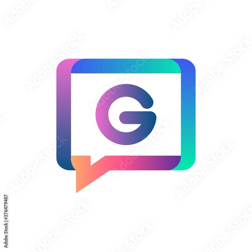 g letter colorful on rectangle chat icon logo.g chat logo minimalist template using modern and gradient style.g letter logo.g letter chat logo