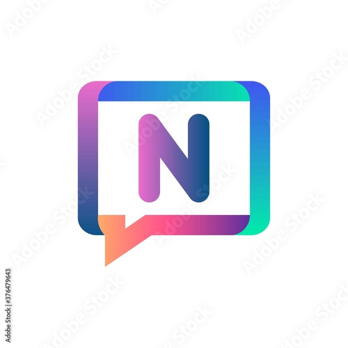 n letter colorful on rectangle chat icon logo.n chat logo minimalist template using modern and gradient style.n letter logo.n letter chat logo © MdEmon