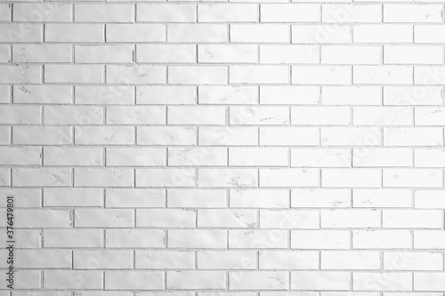 Blank white brick stone wall texture mock up, front view