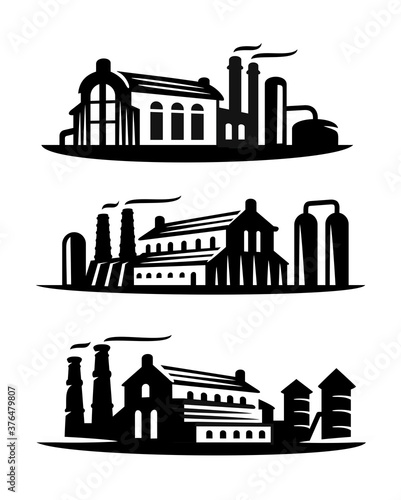 three emblems of an industrial plant