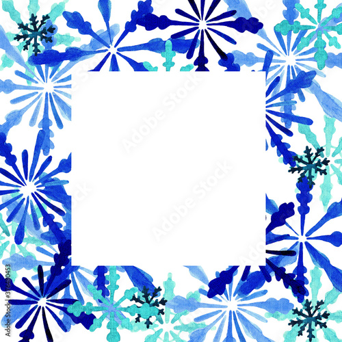 Watercolor snowflakes frame (5)