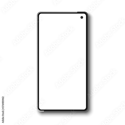 Frameless smartphone with white display. Vector illustration.