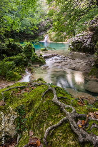 nacedero del rio Urederra, parque natural de Urbasa-Andia,comunidad foral de Navarra, Spain photo
