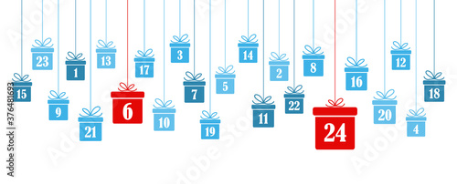 advent calendar 1 to 24 on christmas presents