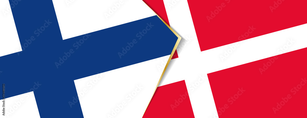 Finland and Denmark flags, two vector flags.