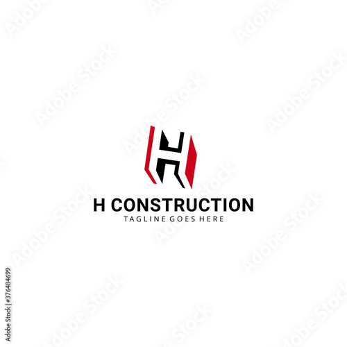Illustration modern H construction monogram sign geometric logo design template
