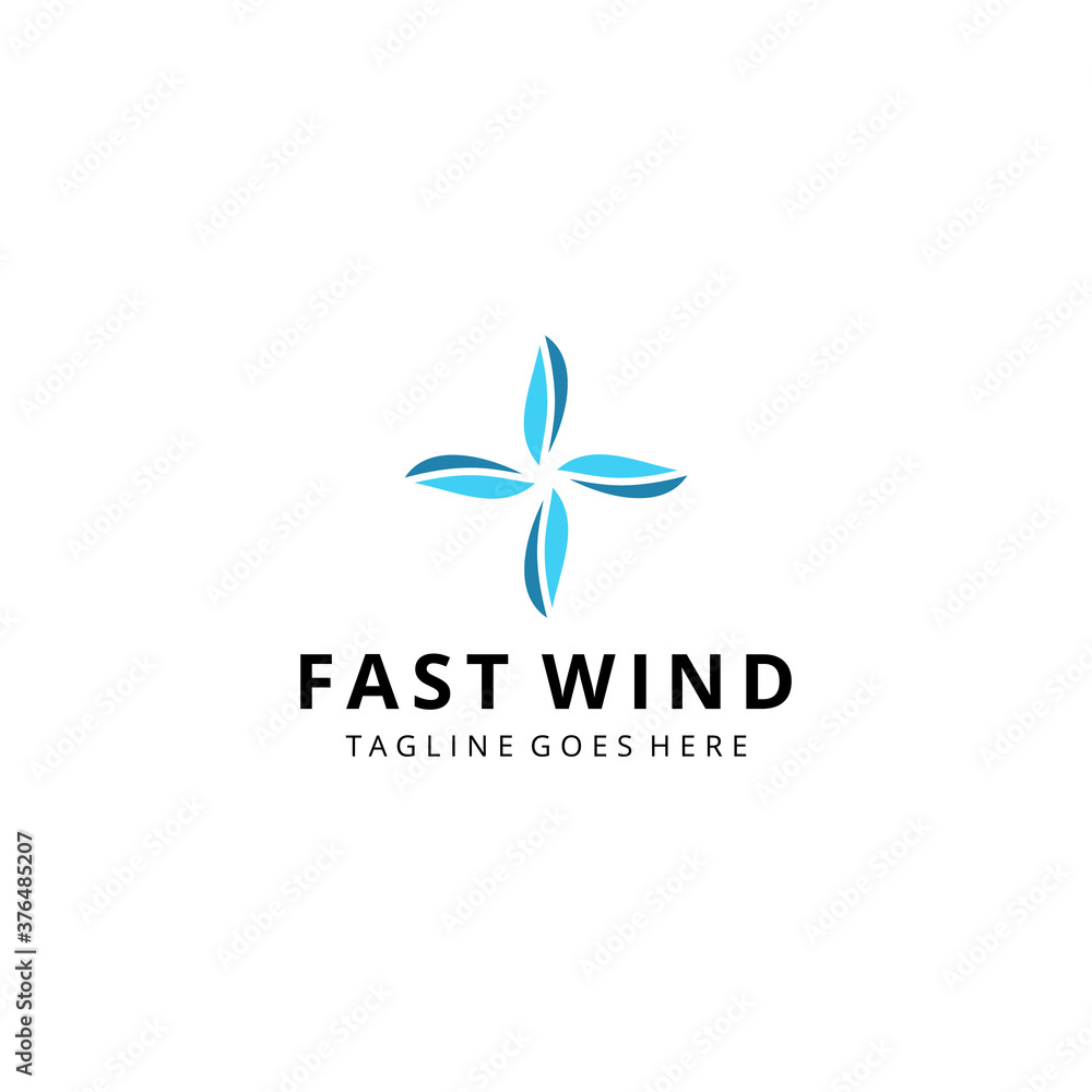 Illustration modern fast wind for air conditioner logo design template