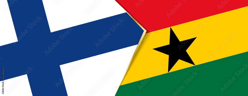Finland and Ghana flags, two vector flags. Finland and Ghana flags, two vector flags.