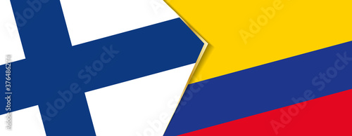 Finland and Colombia flags, two vector flags. photo