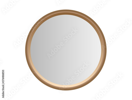 Circle mirror with wooden handle