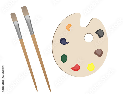 Color palette and brush for painting