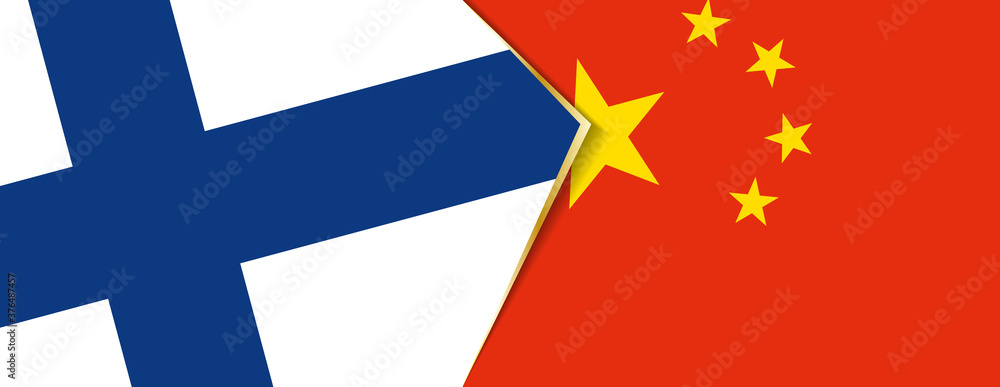 Finland and China flags, two vector flags. Finland and China flags, two vector flags.