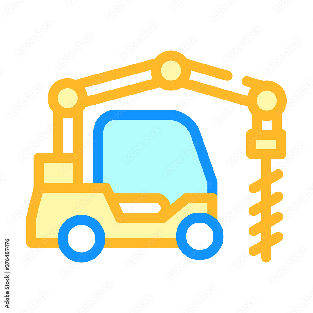 Fototapeta premium crane-boring machine color icon vector isolated illustration