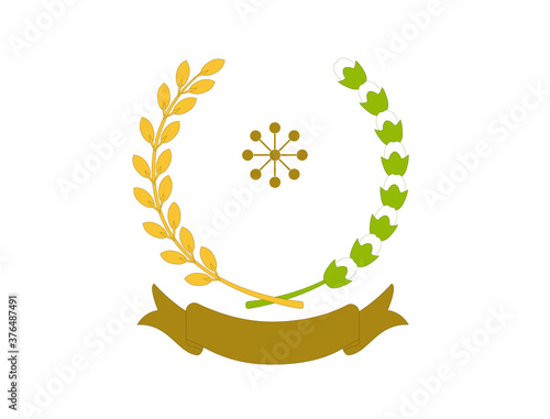 Icons with rice and cotton shapes and dandelion flowers