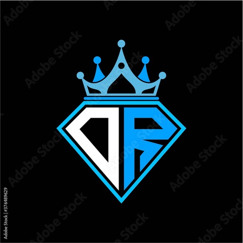 initial letter D R diamond shape with crown decoration