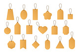 Big set of price tags. Various form shop labels. Blank price tags with a strings. Vector collection