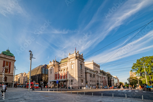 Belgrade, Serbia - August 27, 2020: Building of National theatre in Belgrade on august 27, 2020.
