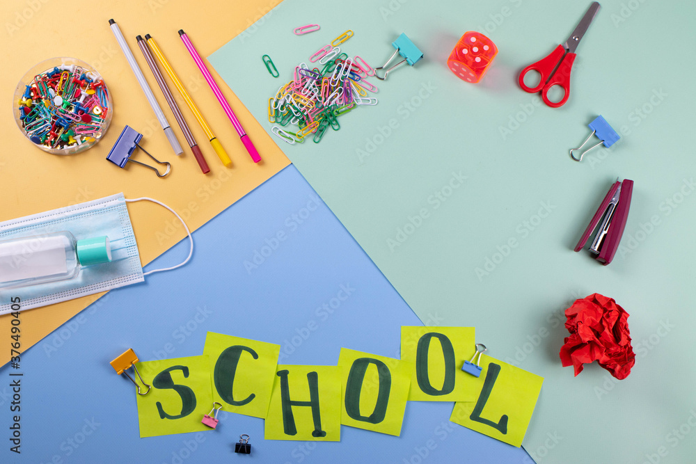 schooling concept represented by different stationary items schooling concept represented by different stationary items