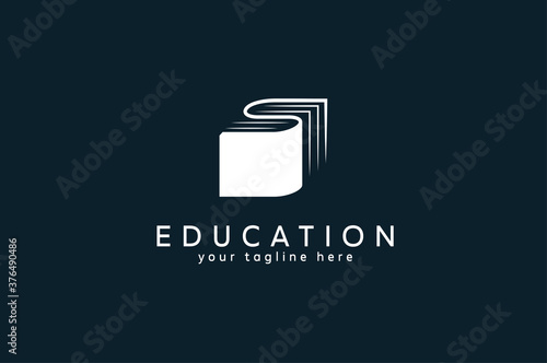 Book logo design, Letter S and book icon combination,flat logo design template. vector illustration