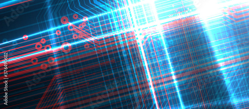 Quantum processing. Deep learning artificial intelligence. Future new technology  for business or science presentation