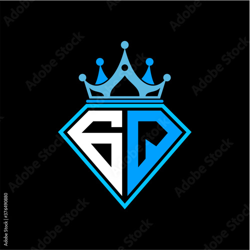 initial letter G Q diamond shape with crown decoration