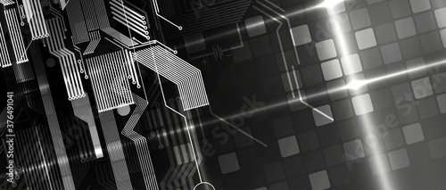Quantum processing. Deep learning artificial intelligence. Future new technology  for business or science presentation