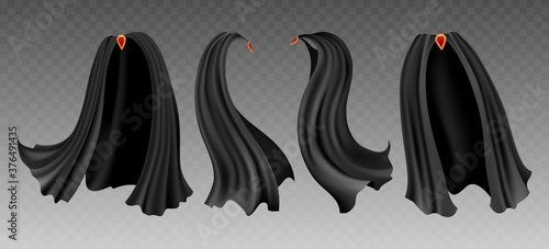 Black cloak set on transparent
