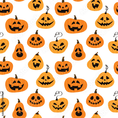 Halloween. Seamless vector pattern with pumpkins. 
