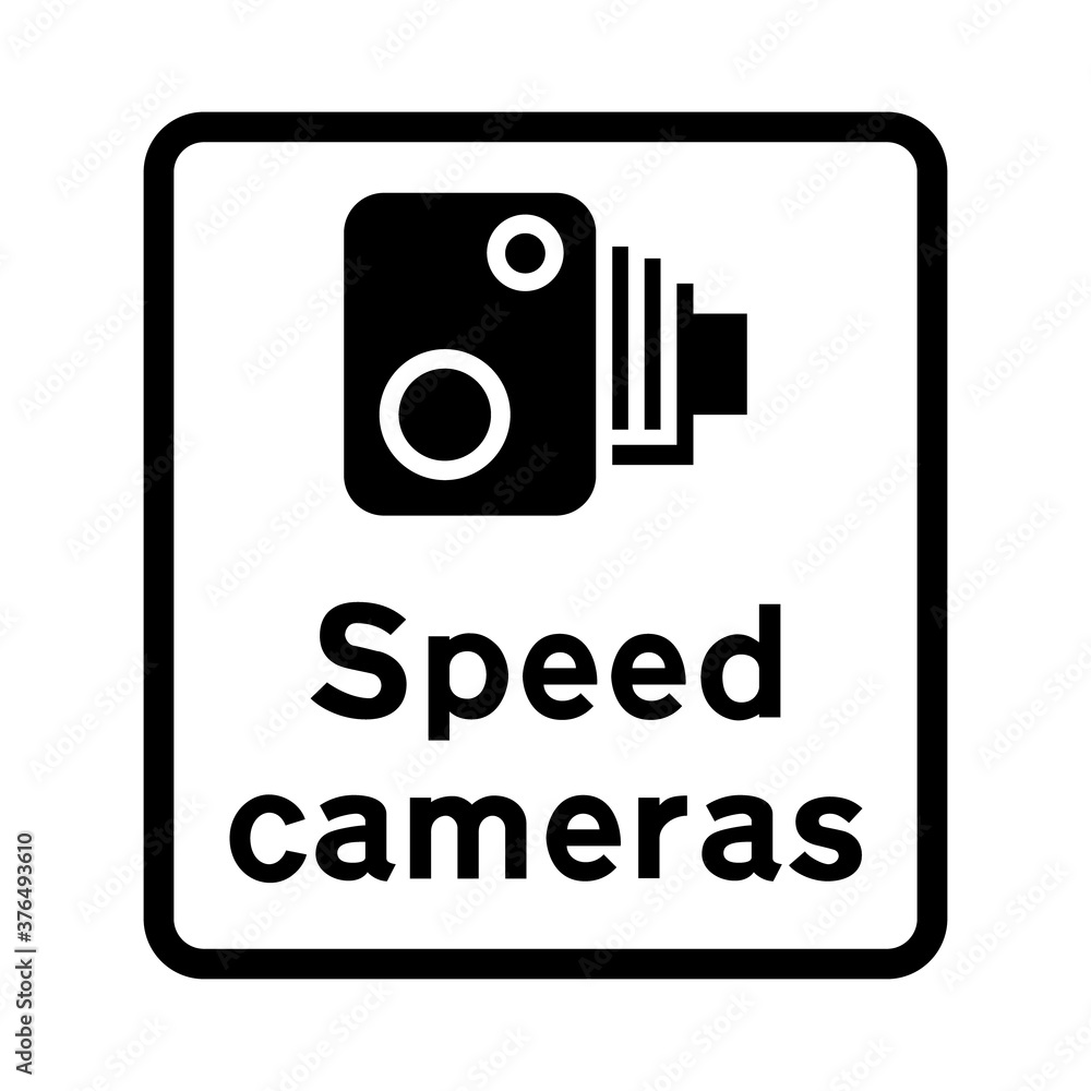 Vector illustration of speed camera symbol. Traffic enforcement camera