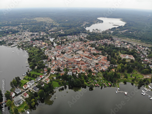 Aerial view of town Fürstenberg on the river Havel photo