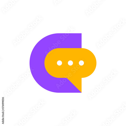 Letter C chat bubble communication logo template