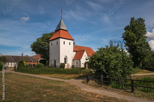 Church in the village known as the "checked land" in Swolowo, Pomorskie, Poland